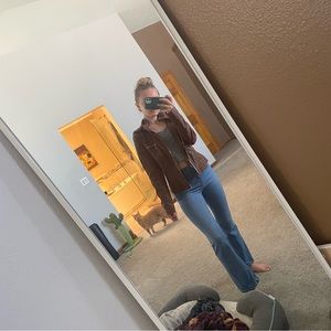 Brown faux leather jacket great for a night out!